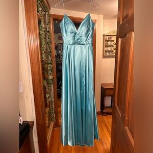 Sherri Hill dress with pockets & original tags, style 53299, color aqua, size 2.